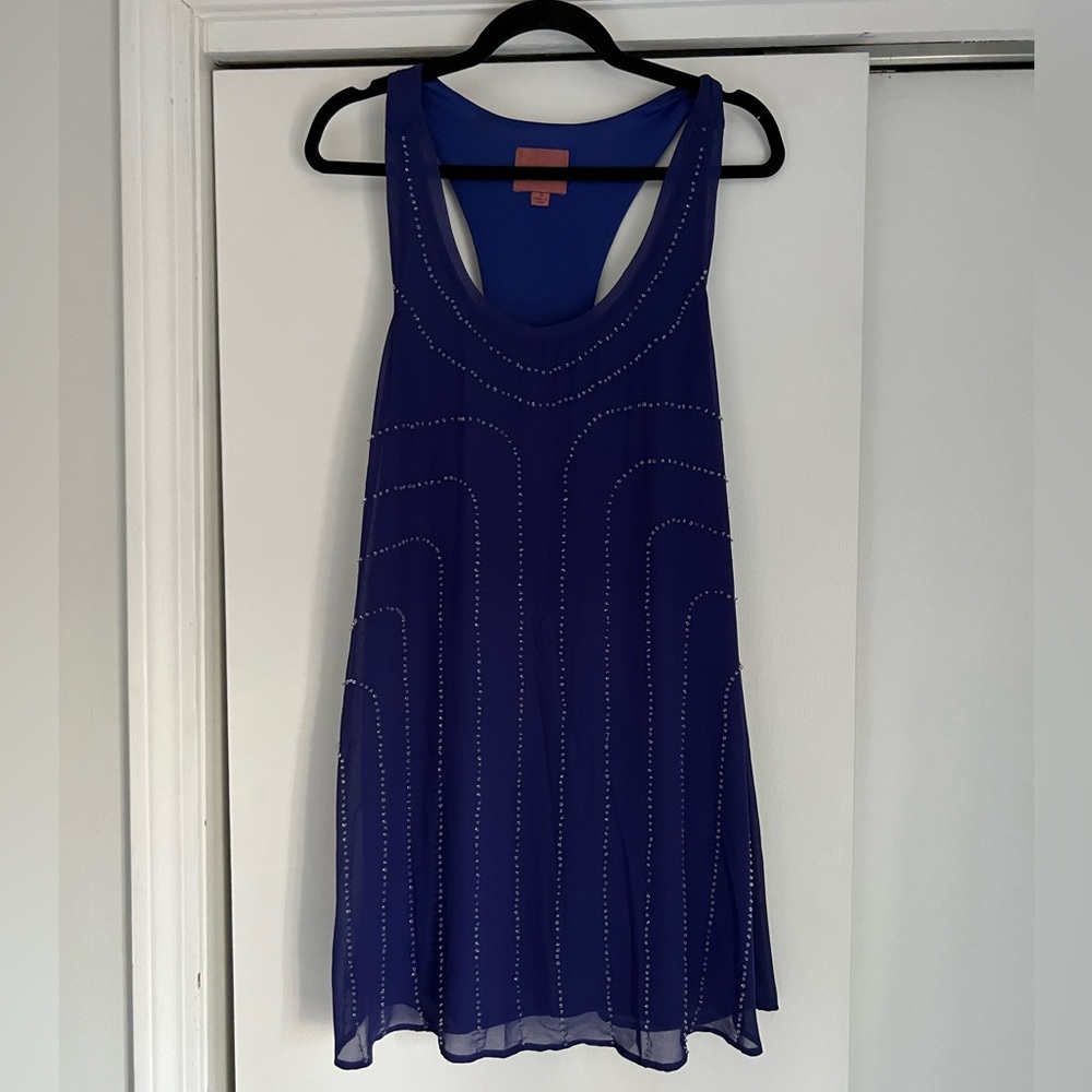 I.Madeline Blue Beaded Flowy Dress, size s